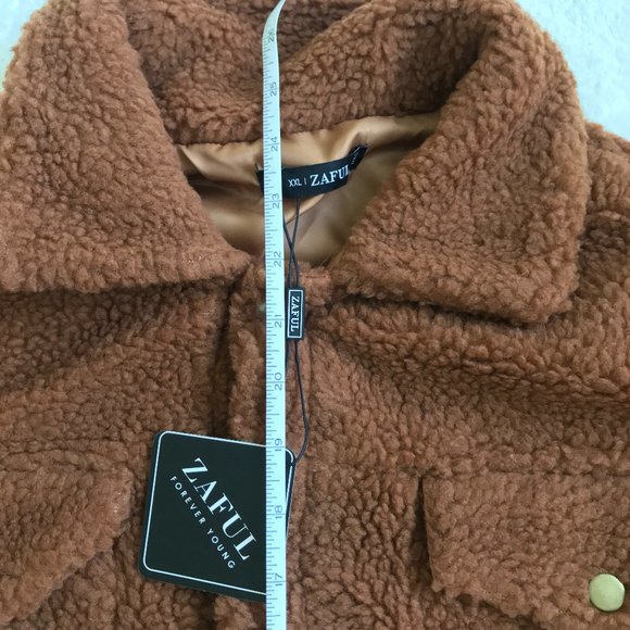 NWT Chocolate Fleece Teddy Jacket Sz XXL - Picture 5 of 7